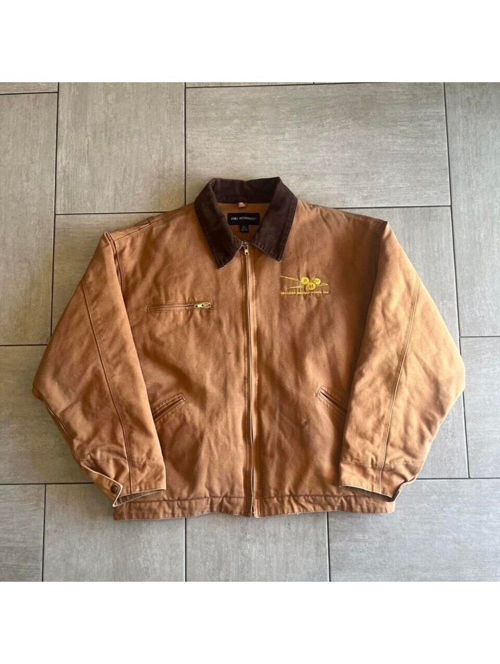 Port Authority Duck Canvas Work Jacket 2XL Brown Corduroy Collar Precision